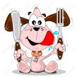 Cartoon-puppy-dog-with-knife-fork-Meal-time